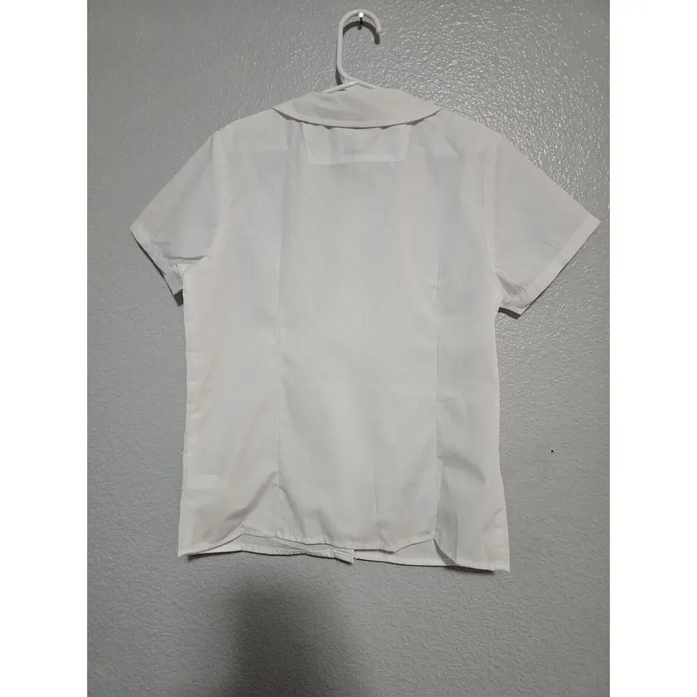 Girls White School Uniform Button Down Shirt Size 8 - Picture 5 of 7